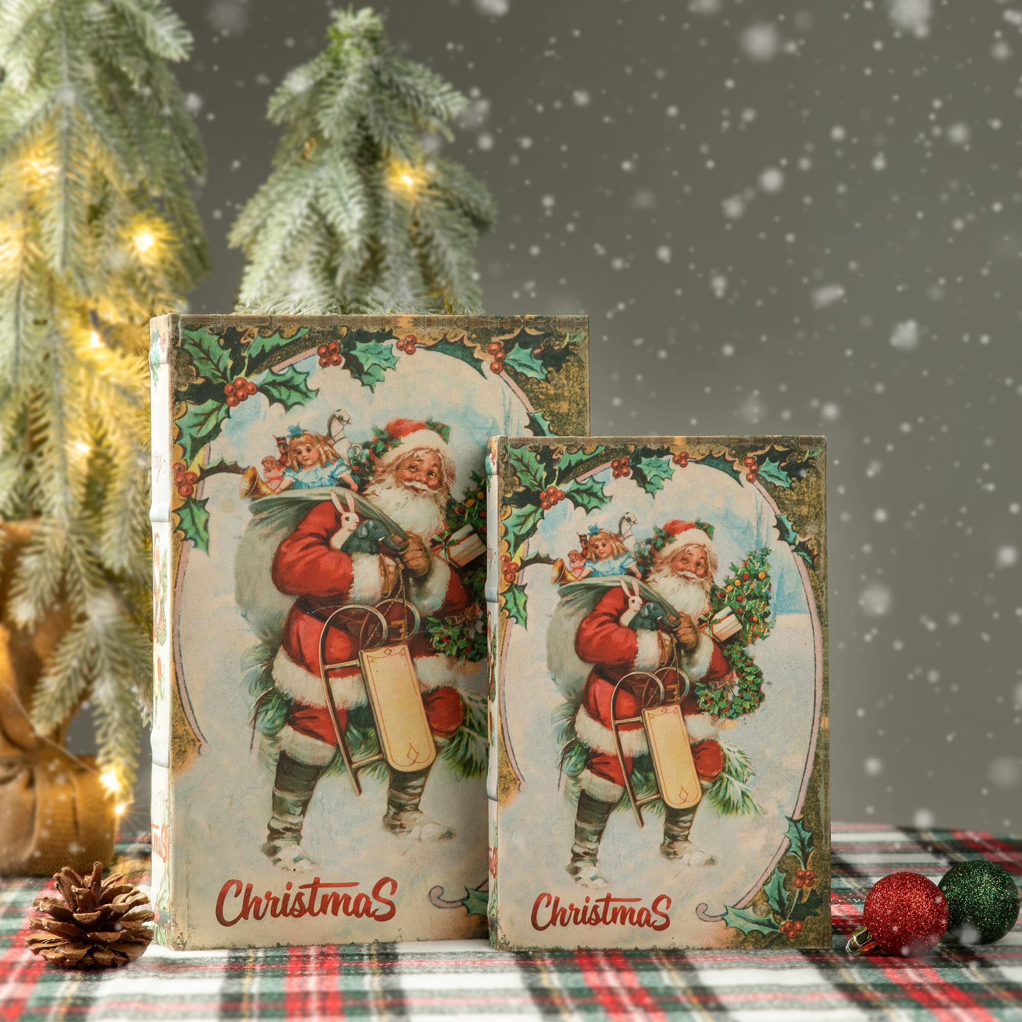 Amazon.co.jp: glitzhome 装飾ブックボックス アンティーク クリスマス